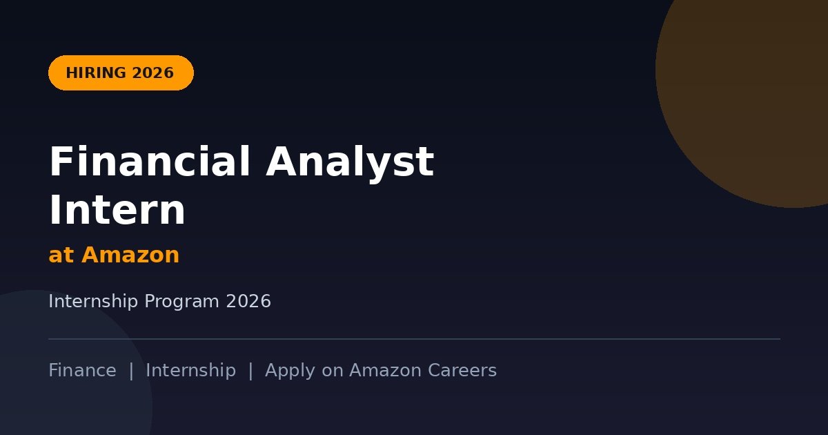 Amazon Financial Analyst Intern Jobs